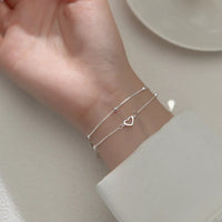 Pulseira Silver Duplo Amor Coração