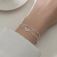 Pulseira Silver Duplo Amor Coração