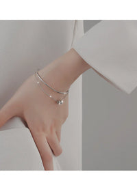 Pulseira Silver Duplo Amor Coração