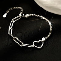 Pulseira Silver Duplo Amor Coração