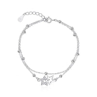 Pulseira Silver Duplo Amor Coração