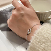 Pulseira Silver Duplo Amor Coração