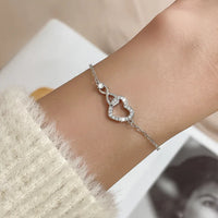 Pulseira Silver Duplo Amor Coração