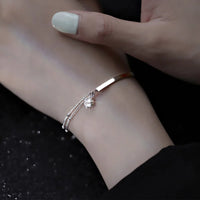 Pulseira Silver Duplo Amor Coração