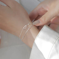 Pulseira Silver Duplo Amor Coração