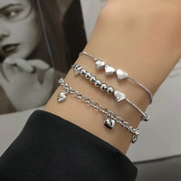 Pulseira Silver Duplo Amor Coração