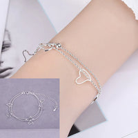 Pulseira Silver Duplo Amor Coração