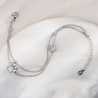 Pulseira Silver Duplo Amor Coração
