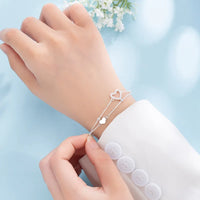 Pulseira Silver Duplo Amor Coração
