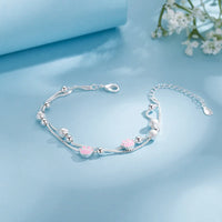 Pulseira Silver Duplo Amor Coração