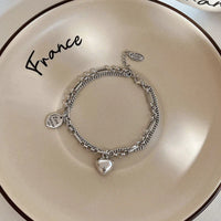 Pulseira Silver Duplo Amor Coração