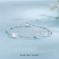 Pulseira Silver Duplo Amor Coração