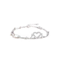Pulseira Silver Duplo Amor Coração