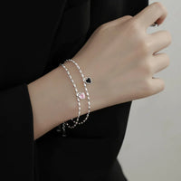 Pulseira Silver Duplo Amor Coração