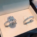set Luxo Cristal Feminino AAA Zircon Pedra Anel Conjunto Para Mulheres