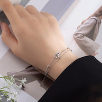 Pulseira Silver Duplo Amor Coração