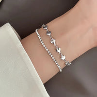 Pulseira Silver Duplo Amor Coração