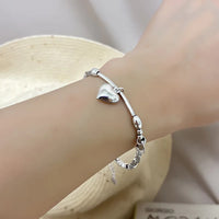 Pulseira Silver Duplo Amor Coração