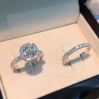 set Luxo Cristal Feminino AAA Zircon Pedra Anel Conjunto Para Mulheres