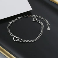 Pulseira Silver Duplo Amor Coração