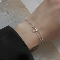 Pulseira Silver Duplo Amor Coração