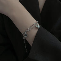 Pulseira Silver Duplo Amor Coração