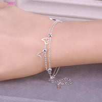 Pulseira Silver Duplo Amor Coração