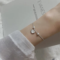 Pulseira Silver Duplo Amor Coração