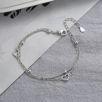 Pulseira Silver Duplo Amor Coração