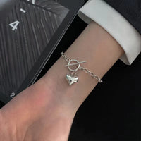 Pulseira Silver Duplo Amor Coração